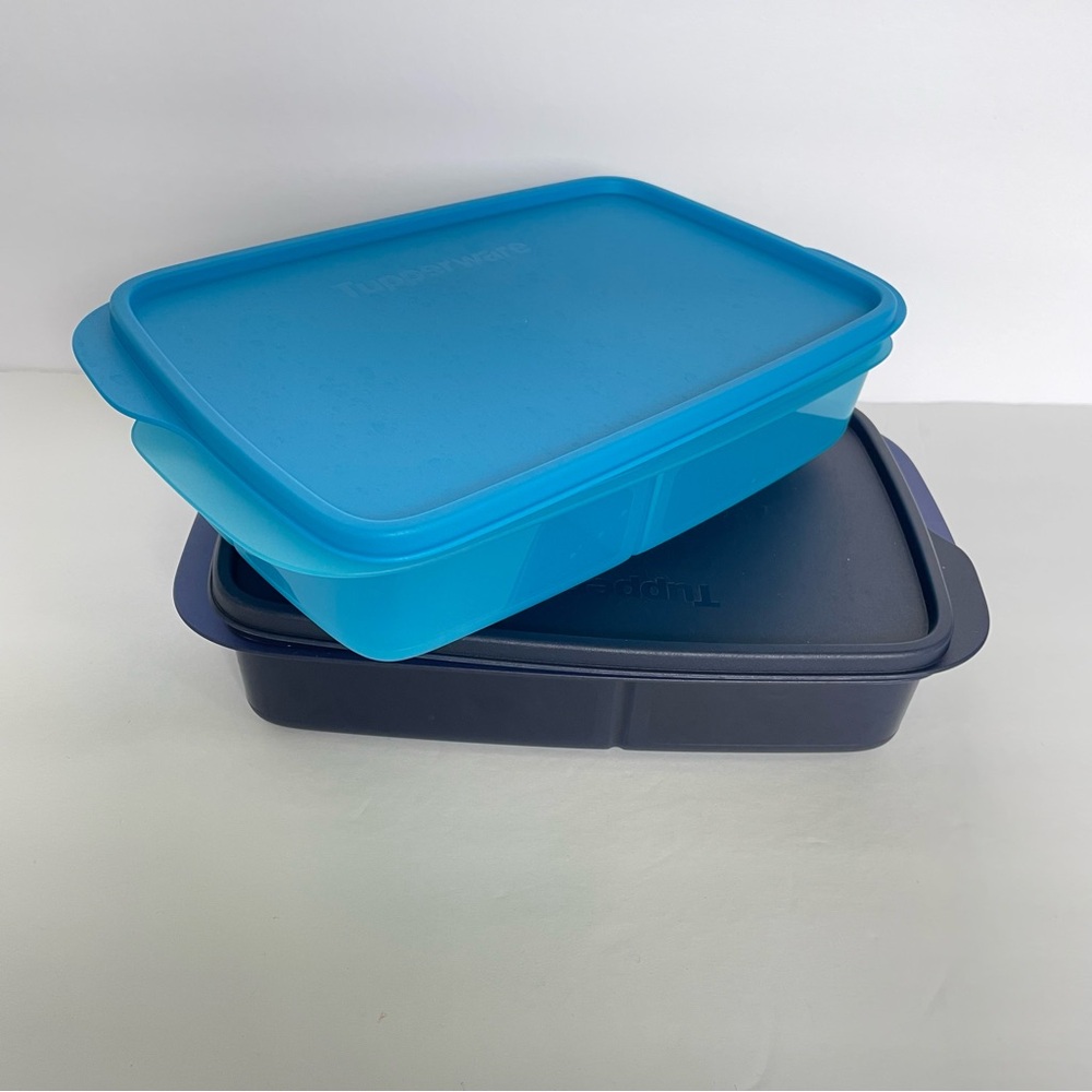 Tupperware Large Lunch-It Containers Blue & Navy